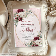 Boho Burgundy Blush Rosa Invitation Suite