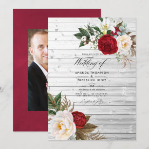 Convite Boho Burgundy - Casamento Floral Boêmio Marsala