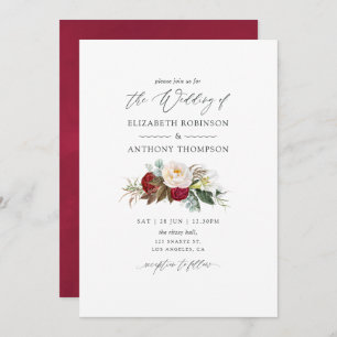 Convite Boho Burgundy - Casamento Floral de Marsala
