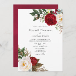 Convite Boho Burgundy - Casamento Floral de Marsala