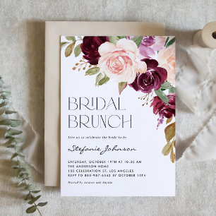 Convite Boho Burgundy e Pessegueiros caem Bridal Brunch