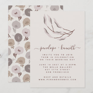 Convite Boho Burgundy e Taupe Casamento Botânico