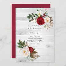 Boho Burgundy Floral Código QR RSVP Casamento Bohe