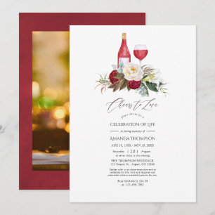 Convite Boho Burgundy Floral Vinho Celebração da Vida