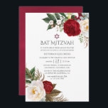 Convite Boho Burgundy - Marsala Floral Bat Mitzvah<br><div class="desc">Trendy burgundy - marsala bohemian watercolor peonies,  lírios e eucalipto bat mitzvah convidam personalizáveis para os seus detalhes de evento.</div>