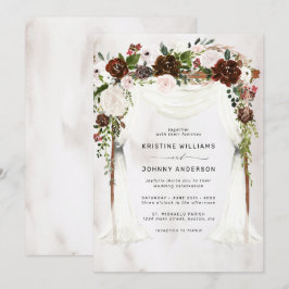 Convite Boho Burgundy Rosa Rosa Watercolor Casamento Flora