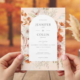 Convite Boho Burnt Orange Fall Floral Arco Floral