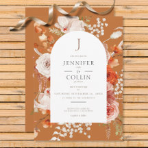 Boho Burnt Orange Fall Floral Arco Floral Monogram