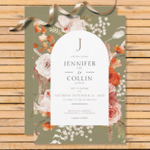 Boho Burnt Orange Fall Floral Arco Floral Monogram