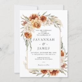 Convite Boho Burnt Orange Floral Com Frame Weds