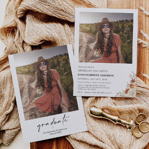 Convite Boho Burnt Orange Floral Festa de formatura