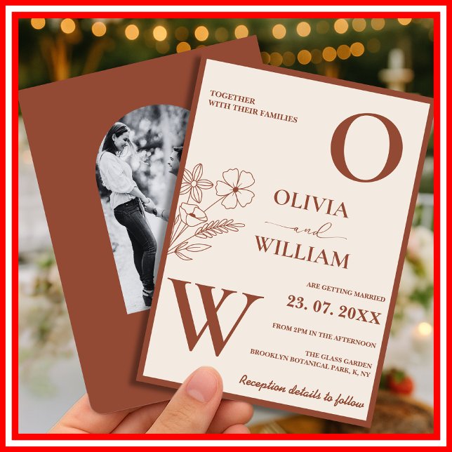 Convite Boho Burnt Orange Terracotta Casamento Russo (Criador carregado)