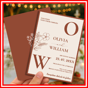 Convite Boho Burnt Orange Terracotta Casamento Russo