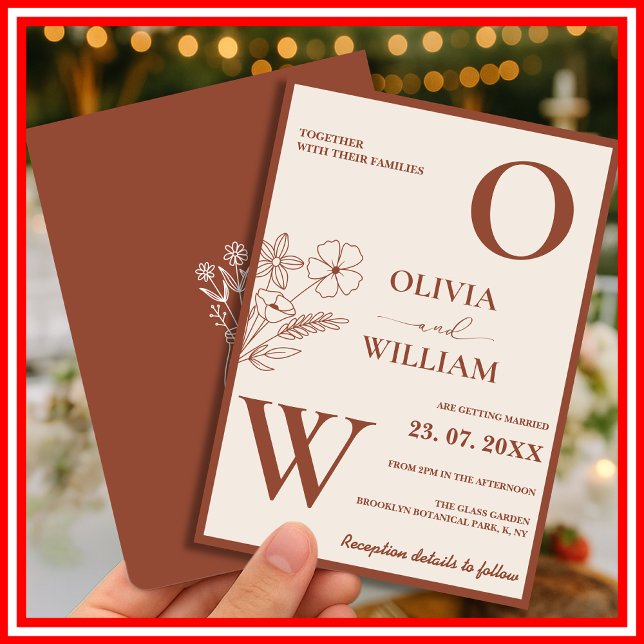 Convite Boho Burnt Orange Terracotta Casamento Russo (Criador carregado)