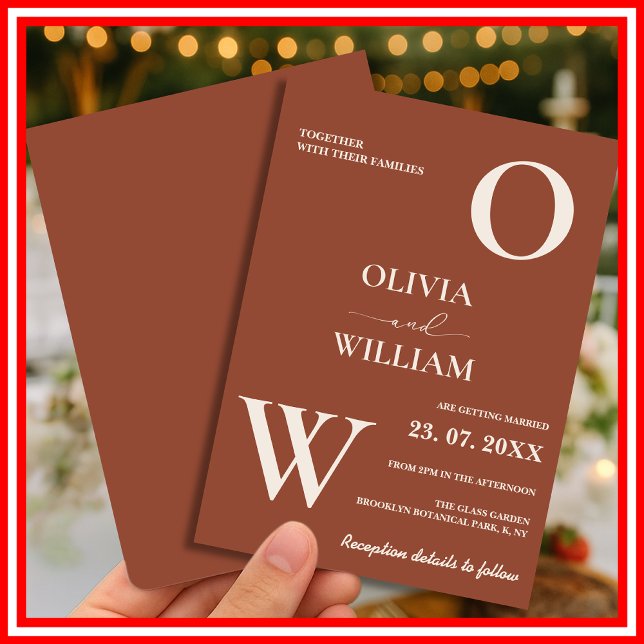 Convite Boho Burnt Orange Terracotta Casamento Russo (Criador carregado)