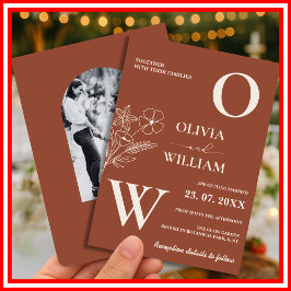 Convite Boho Burnt Orange Terracotta Casamento Russo