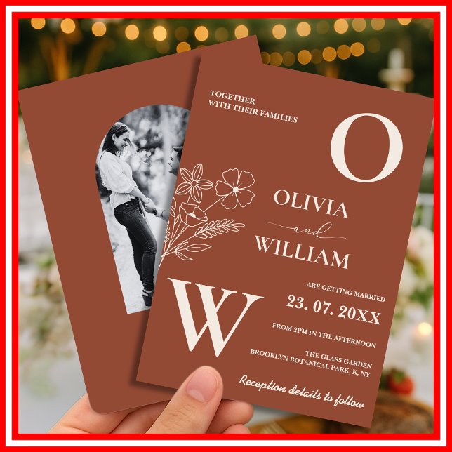 Convite Boho Burnt Orange Terracotta Casamento Russo (Criador carregado)