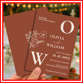 Convite Boho Burnt Orange Terracotta Casamento Russo