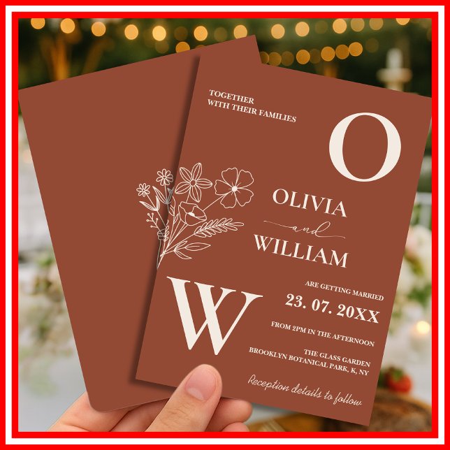 Convite Boho Burnt Orange Terracotta Casamento Russo (Criador carregado)