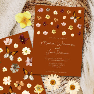 Convite Boho Burnt Orange Wildflower Invitation