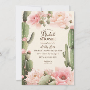Convite Boho Cactus floral Deserto flores de cacto rosa