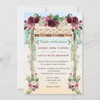 Boho Canopy Burgundy Floral Beach Maui Casamento