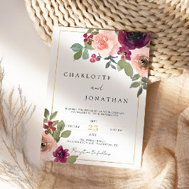 Convite Boho Casado de Boho, Greenery Floral Russo Burgund