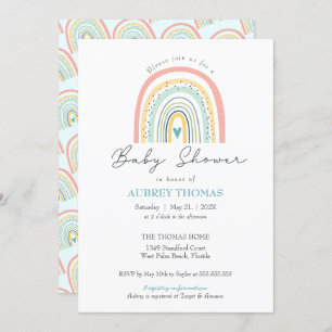 Convite Boho Chá de fraldas Arco-Íris Gênero Neutro