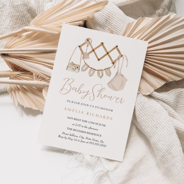 Convite Boho Chá de fraldas neutro (Criador carregado)