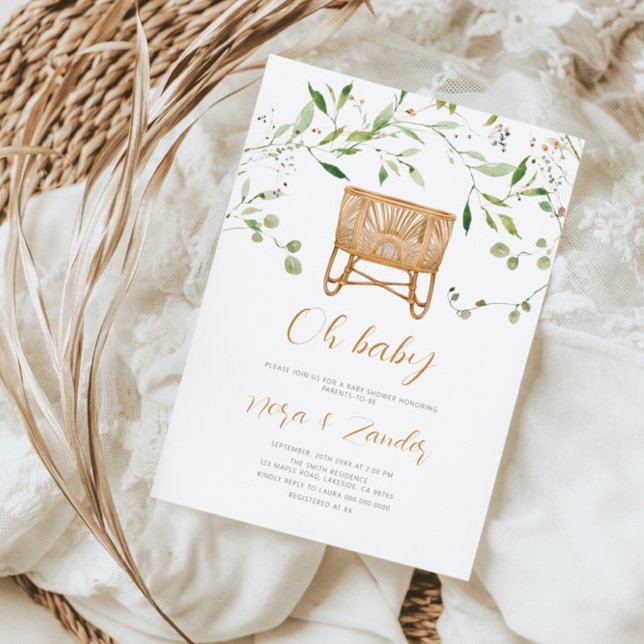 Convite Boho Chá de fraldas neutro por sexo (Criador carregado)