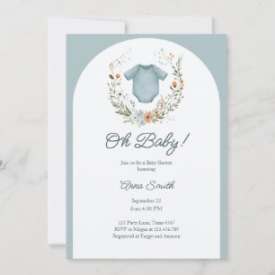 Convite Boho Chá de fraldas Oh Baby Boy Garland Russo