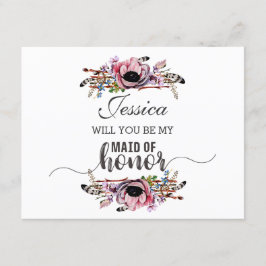 Convite Boho Chic Blush Pink Você Será Minha Madrinha de c