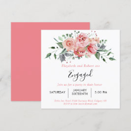Convite Boho Chic Blush Rosa Rosa Engajada Script Floral I