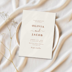 Convite Boho Chic Bohemian Cream Script Wedding