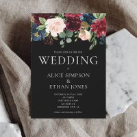 Boho Chic Burgundy Blue Flowers Casamento