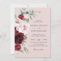 Boho Chic Burgundy Blush Peonies Casamento Floral