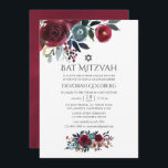 Convite Boho Chic Burgundy e Marinho Bat Mitzvah<br><div class="desc">Trendy burgundy - marsala e marinho blue Boho bat mitzvah convites com tipografia escrita concebida para ser rápida e facilmente adaptada às suas especificidades de eventos.</div>