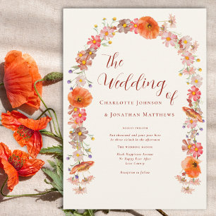 Convite Boho Chic Casamento de Outono com Flores Silvestre