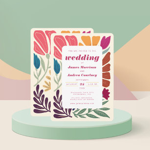 Convite Boho Chic - Casamento Floral Colorido