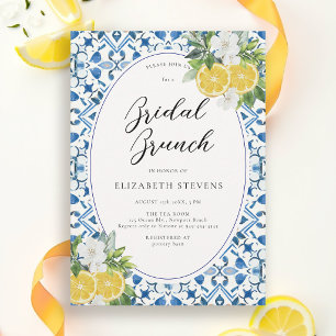 Convite Boho Chic Citrus Italiana Azulejo Azul