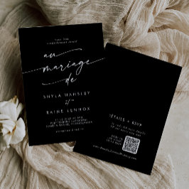 Convite Boho Chic COLOR EDITABLE Código QR Casamento Franc