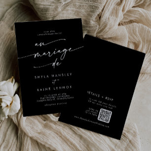 Convite Boho Chic COLOR EDITABLE Código QR Casamento Franc