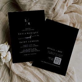 Convite Boho Chic COLOR EDITABLE Monograma QR Casamento