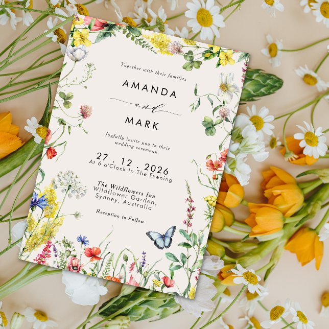 Convite Boho Chic Colorful Wildflower Meadow Wedding (Criador carregado)