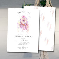 Boho Chic Dream Catcher Pink Watercolor Sweet 16
