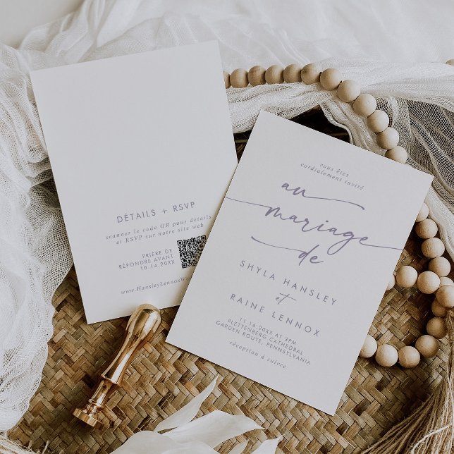 Convite Boho Chic Dusty Purple Código QR Casamento Francês (Criador carregado)