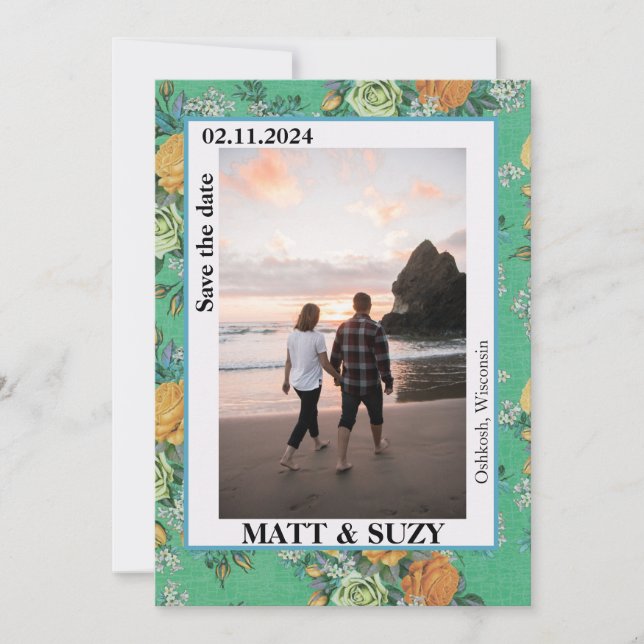 Convite Boho Chic Elegante Flores Botânicas (Frente)