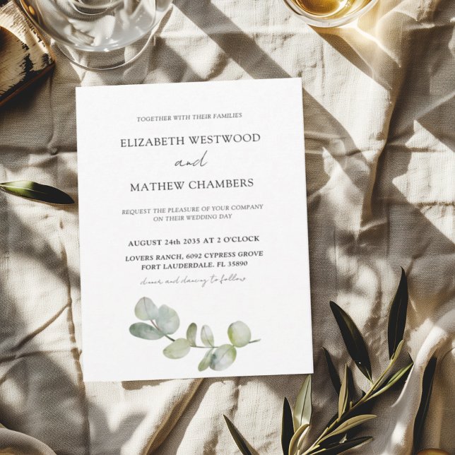 Convite Boho Chic Eucalyptus Greenery Sage Casamento (Criador carregado)