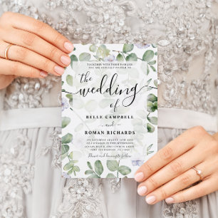 Convite Boho Chic Eucalyptus & Purple Floral Weding