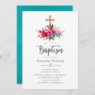 Convite Boho Chic Floral Baptism
